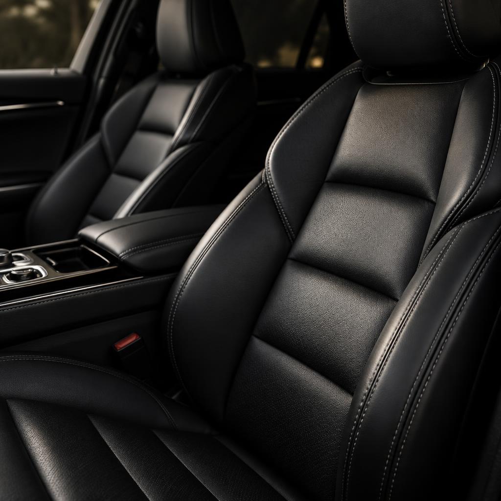 Rich black leather seats, clean and conditioned
