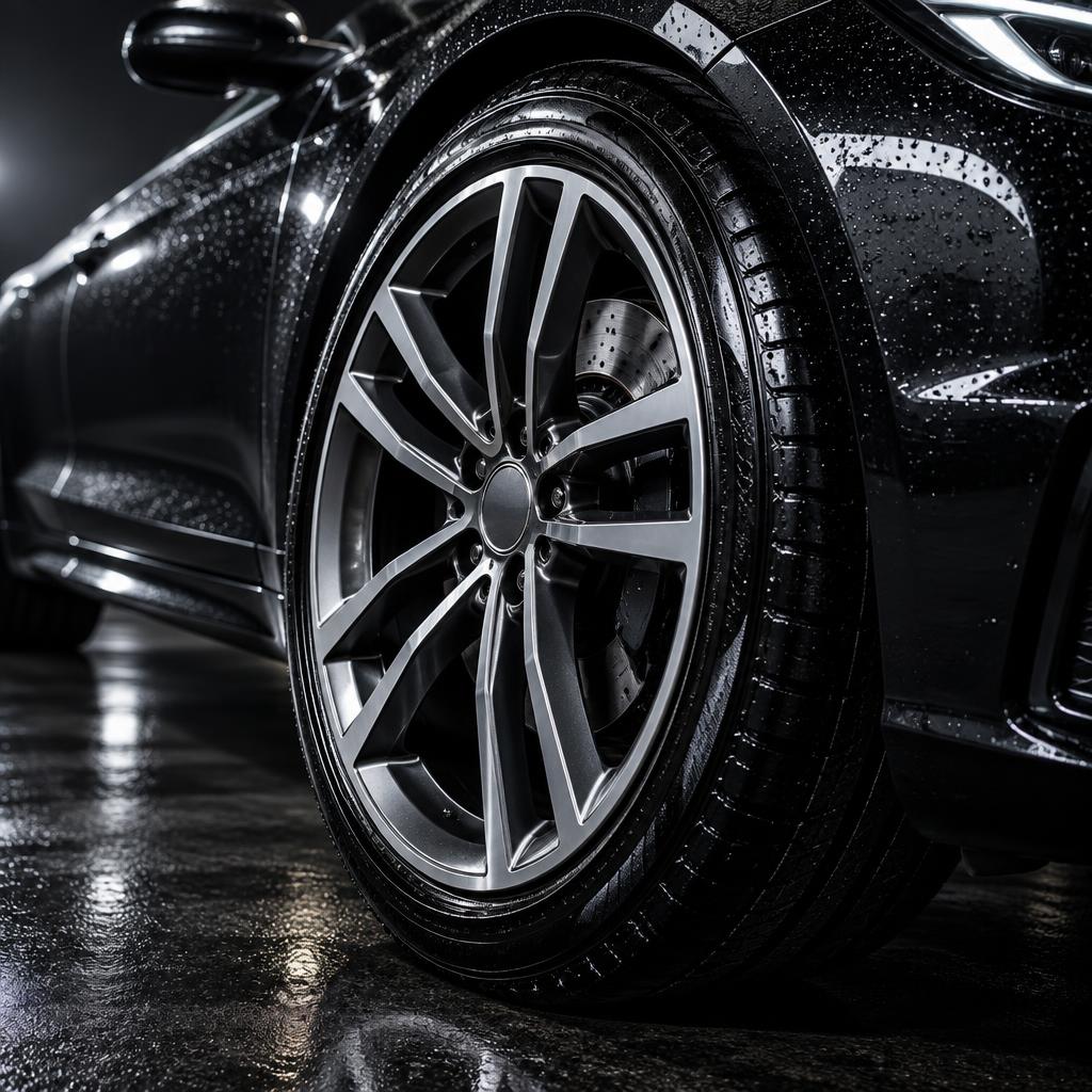 Polished alloy wheel with fresh tire shine